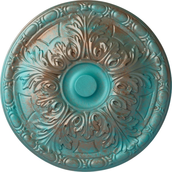 Ekena Millwork Granada Ceiling Medallion (Fits Canopies up to 4 1/4"), 15 3/4"OD x 5/8"P, Copper Green Patina CM16GACGS - main